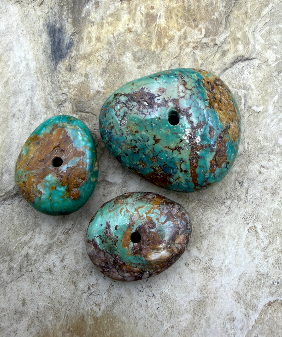 Royston Turquoise (Nevada) Lot of 3 (Large Hole) Beads