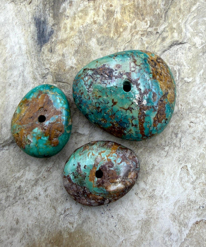 Royston Turquoise (Nevada) Lot of 3 (Large Hole) Beads