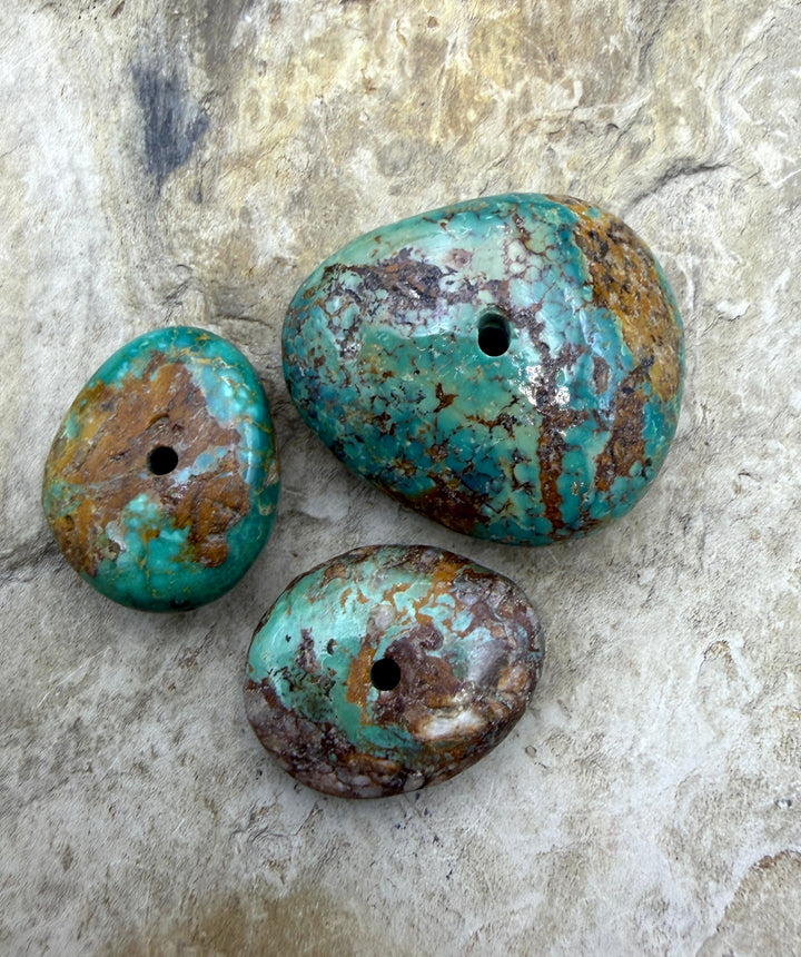 Royston Turquoise (Nevada) Lot of 3 (Large Hole) Beads