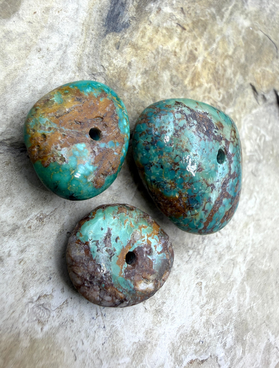 Royston Turquoise (Nevada) Lot of 3 (Large Hole) Beads