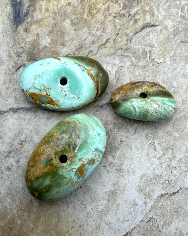 Royston Turquoise (Nevada) Lot of 3 (Large Hole) Beads