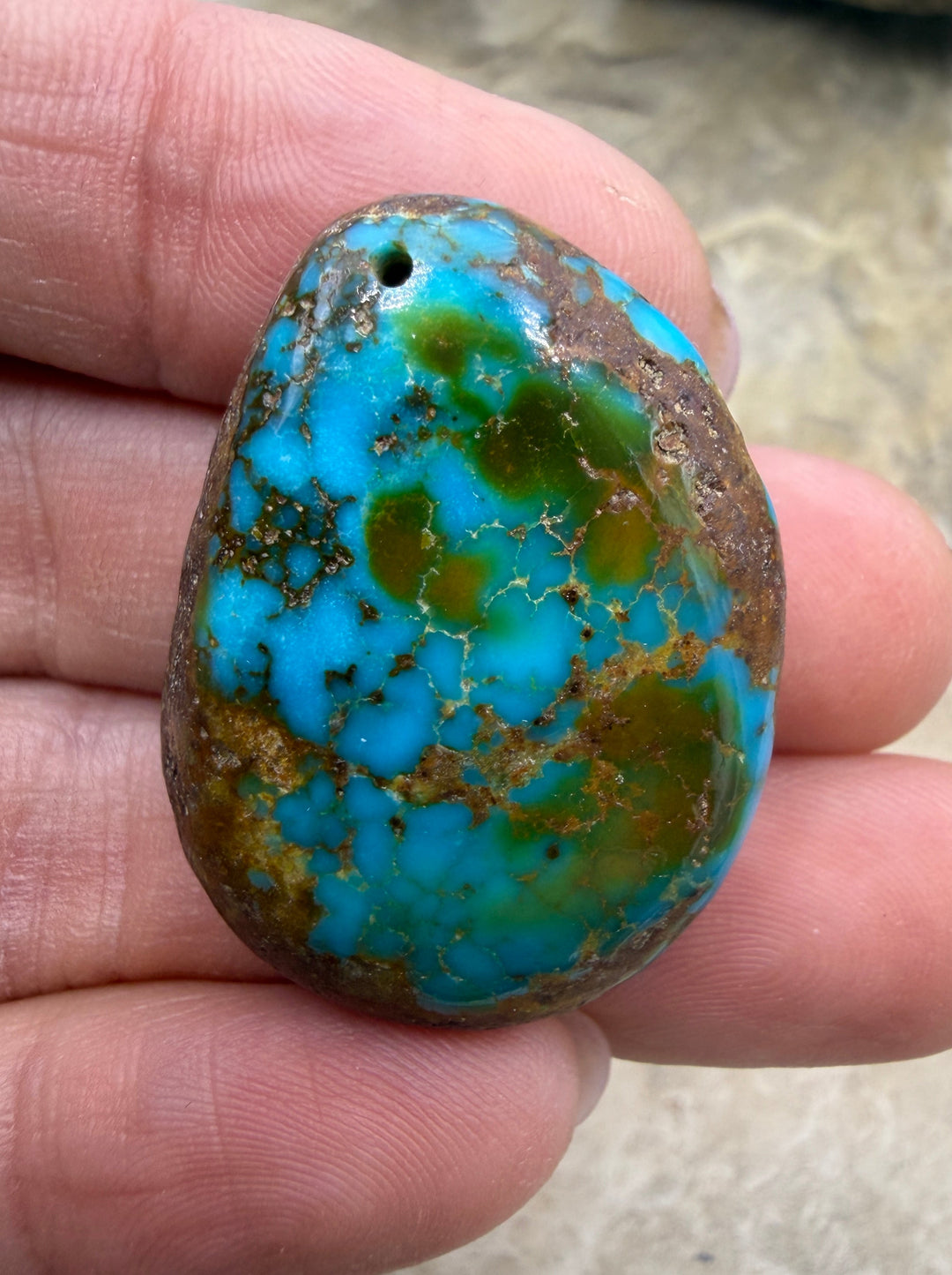 Royston Turquoise (NV) Focal Pedant Bead 24x32x9mm