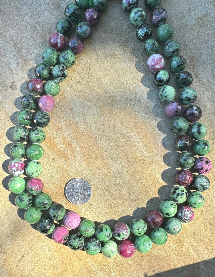 Ruby Zoisite Faceted 11mm round beads strands 16 inch strand