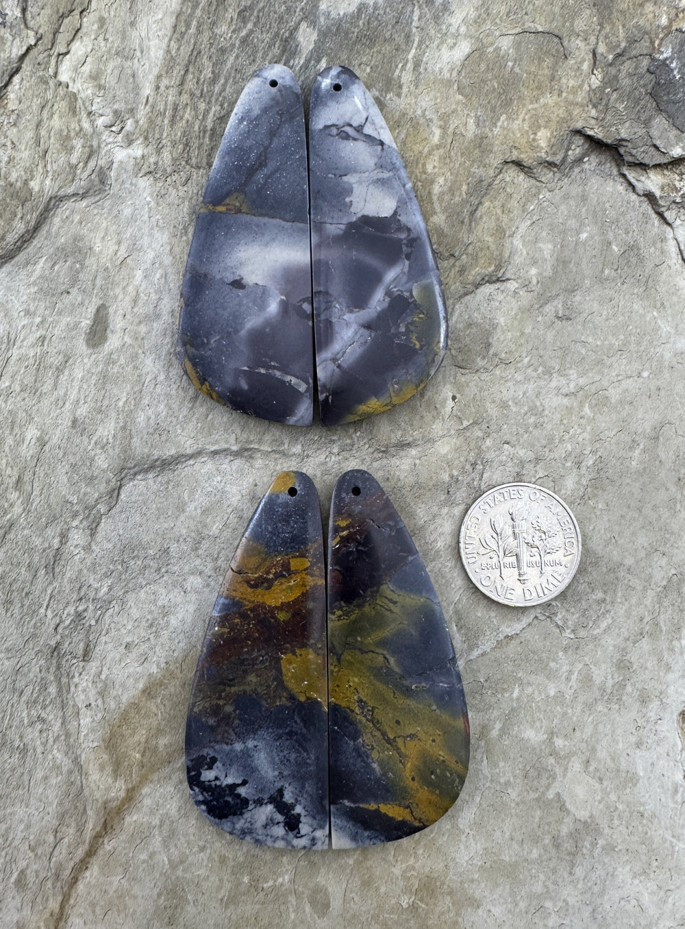 Sci-Fi Jasper (Mexico) BIG Earring Slab Bead Pair Select
