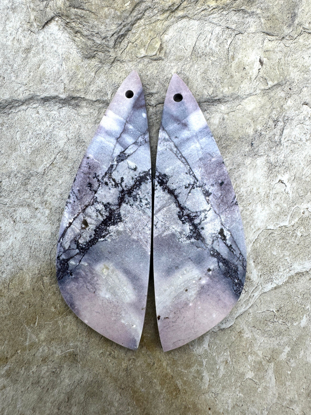 Sci-Fi Jasper (Mexico) Earring Slab Bead Pair 14x44mm