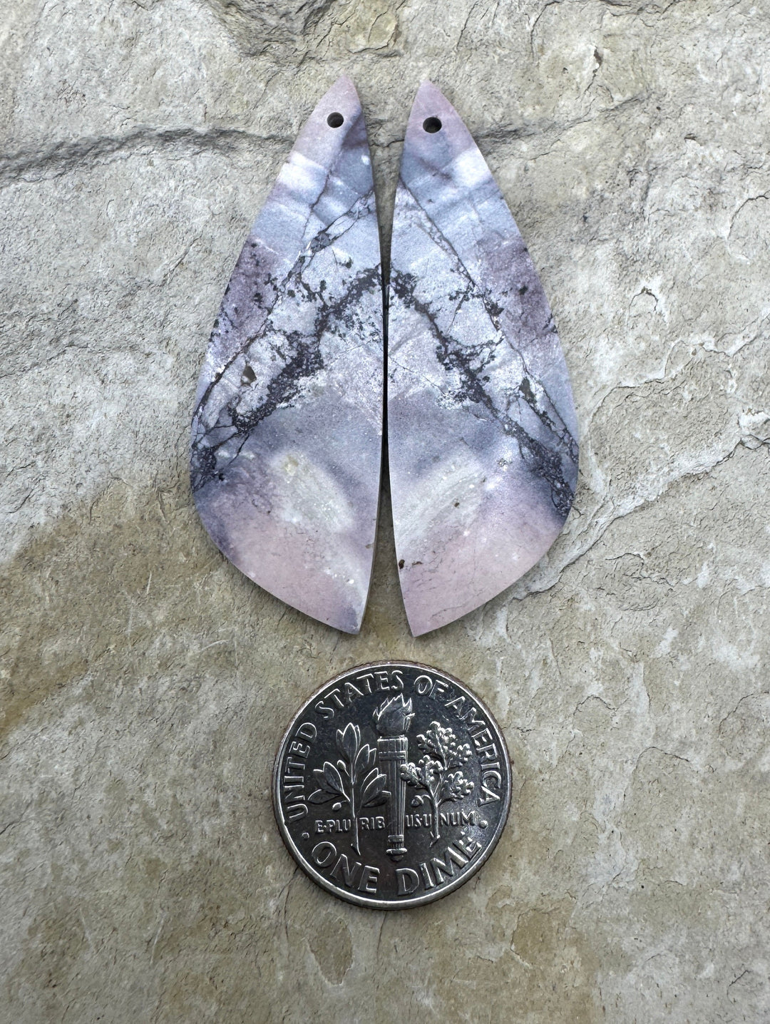 Sci-Fi Jasper (Mexico) Earring Slab Bead Pair 14x44mm