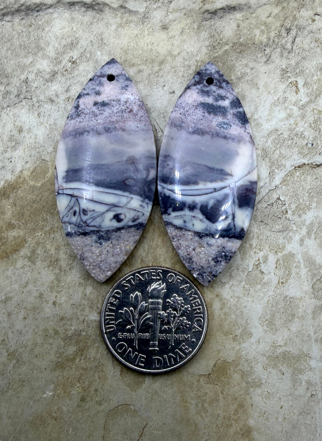 Sci-Fi Jasper (Mexico) Earring Slab Bead Pair 16x38mm