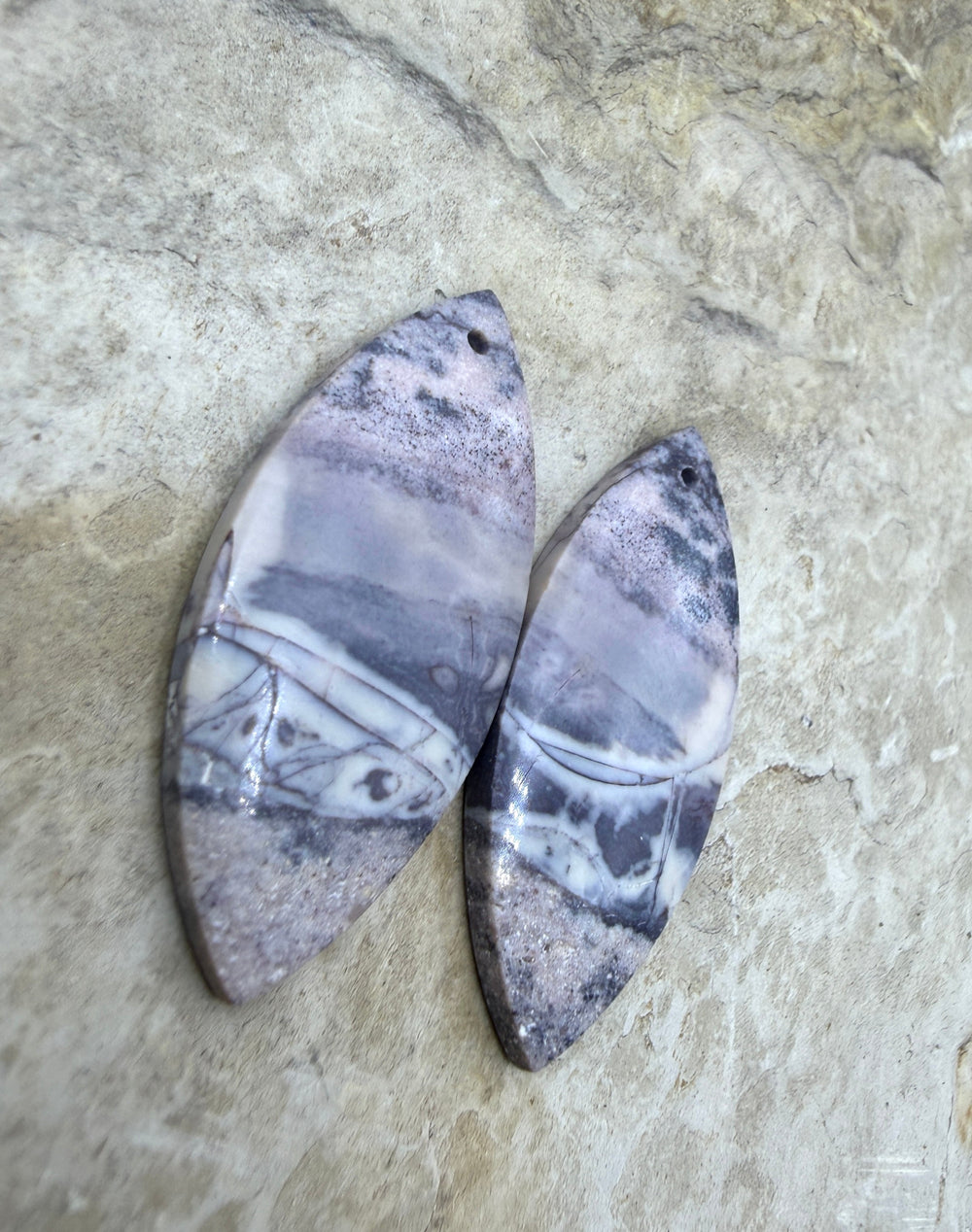 Sci-Fi Jasper (Mexico) Earring Slab Bead Pair 16x38mm