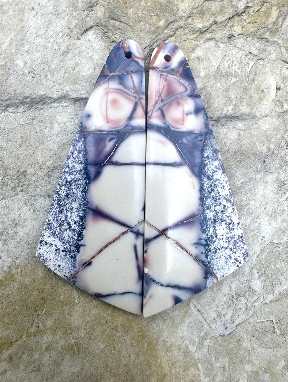 Sci-Fi Jasper (Mexico) Earring Slab Bead Pair 17x45mm