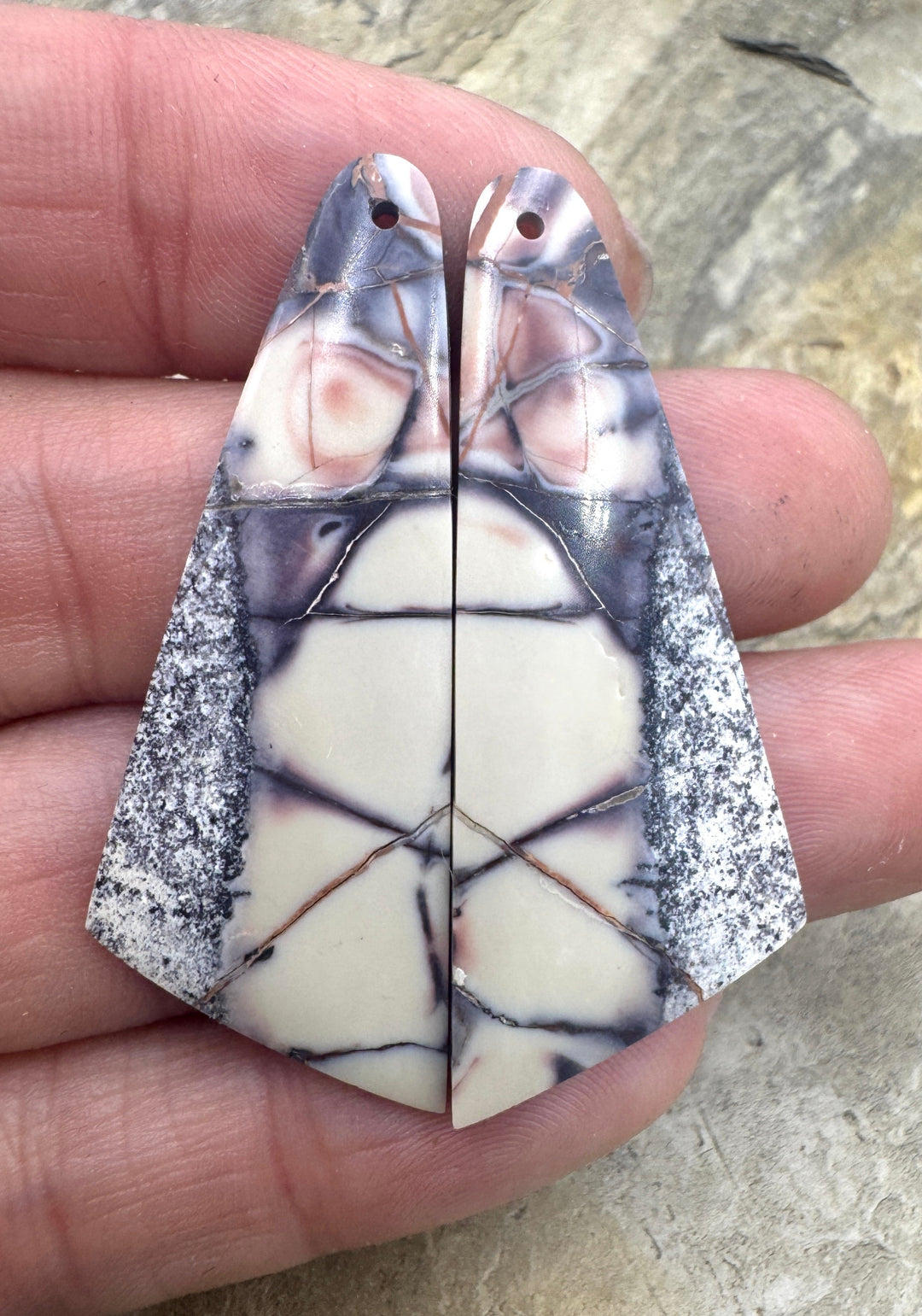 Sci-Fi Jasper (Mexico) Earring Slab Bead Pair 17x45mm