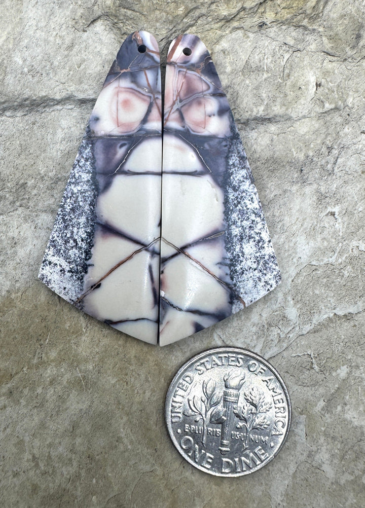 Sci-Fi Jasper (Mexico) Earring Slab Bead Pair 17x45mm