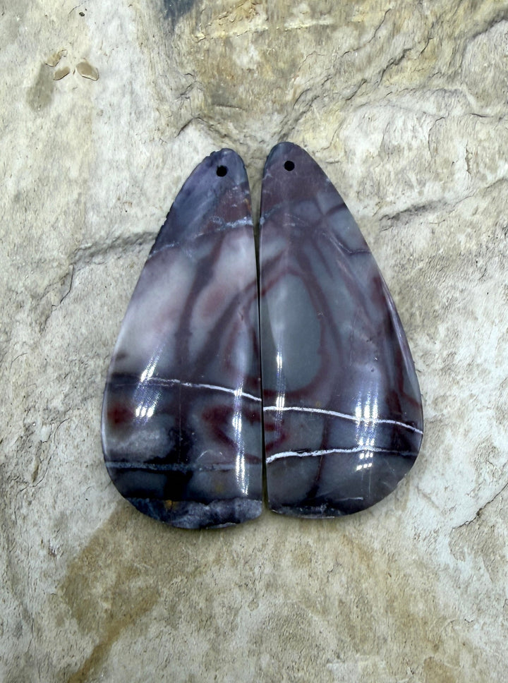 Sci-Fi Jasper (Mexico) Earring Slab Bead Pair 18x44mm