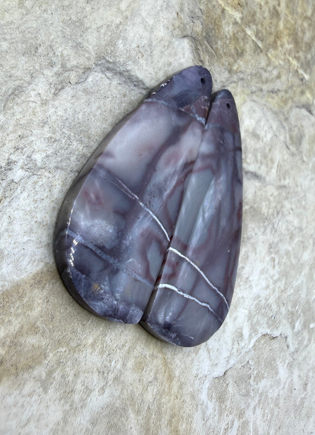 Sci-Fi Jasper (Mexico) Earring Slab Bead Pair 18x44mm