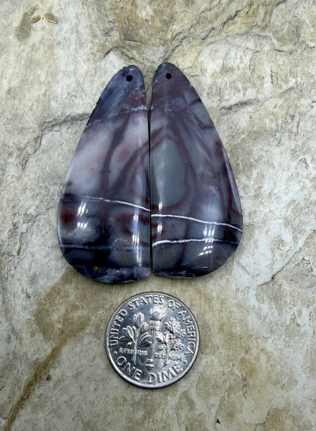 Sci-Fi Jasper (Mexico) Earring Slab Bead Pair 18x44mm