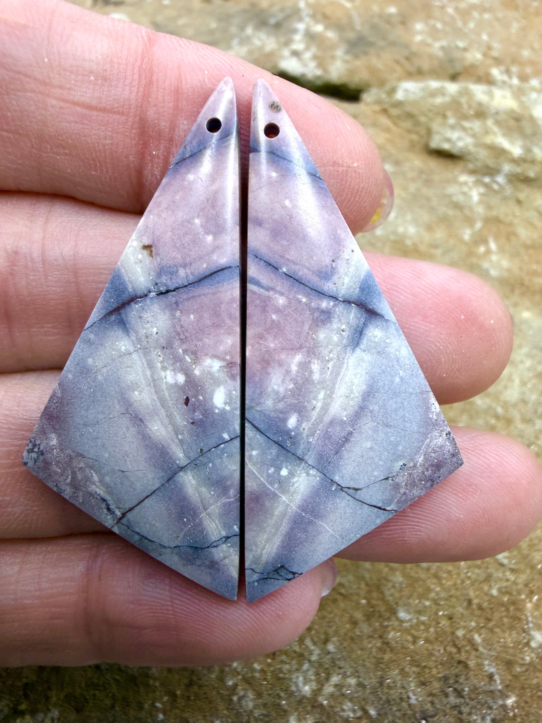 Sci-Fi Jasper (Mexico) Earring Slab Bead Pair 20x47mm