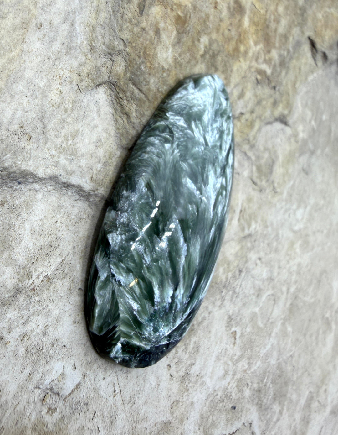Seraphinite (Russia) Freeform Cabochon 21x40mm - Seraphinite