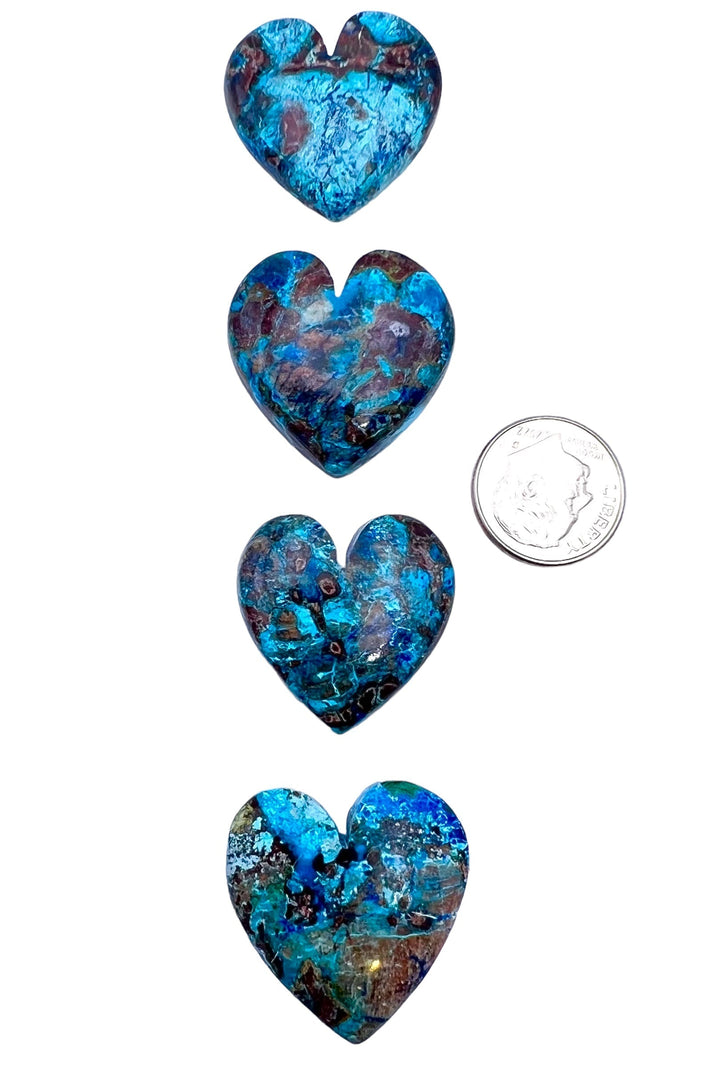 Shattuckite Heart Shaped Cabochons 25x24mm(Select one Stone)