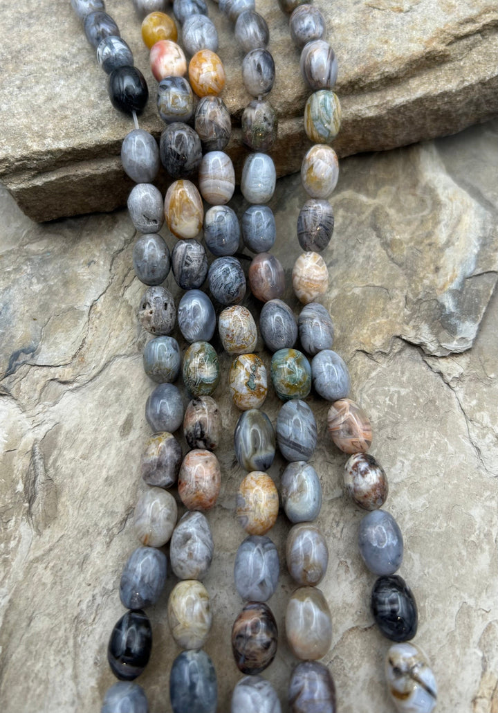 Silver Needle Agate Big Drum Beads 10x15mm 15 inch strand