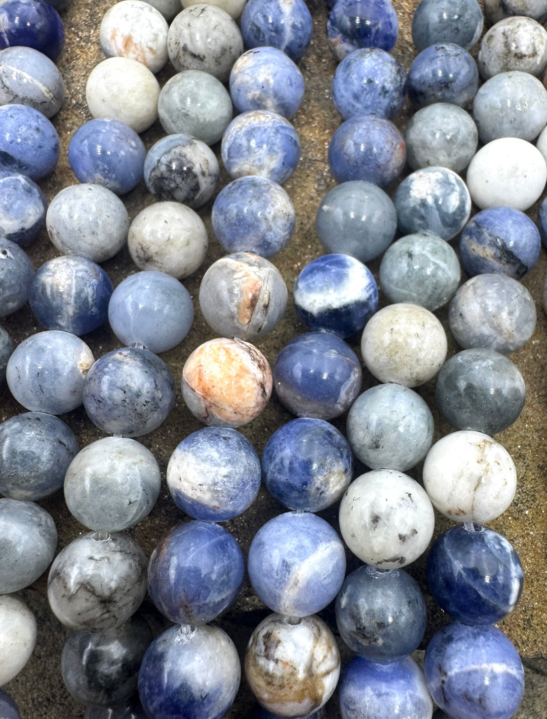 Sodalite 10mm Round beads 8 inch Strand 19 Beads - Sodalite