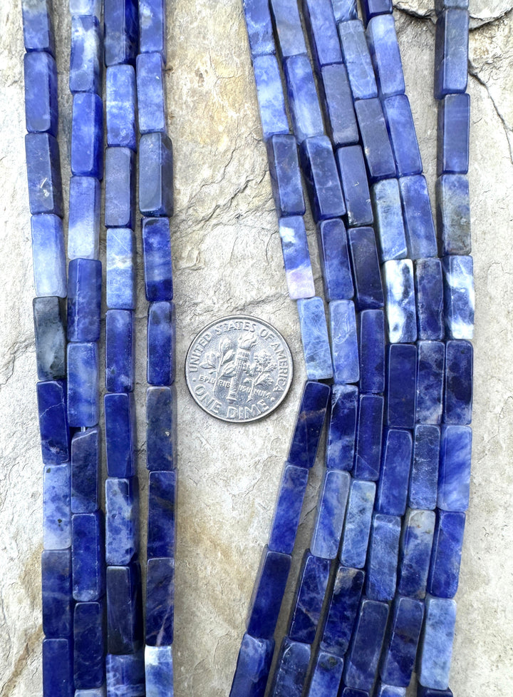 Sodalite 4x13mm Square Tube beads 15 inch Strand Sodalite
