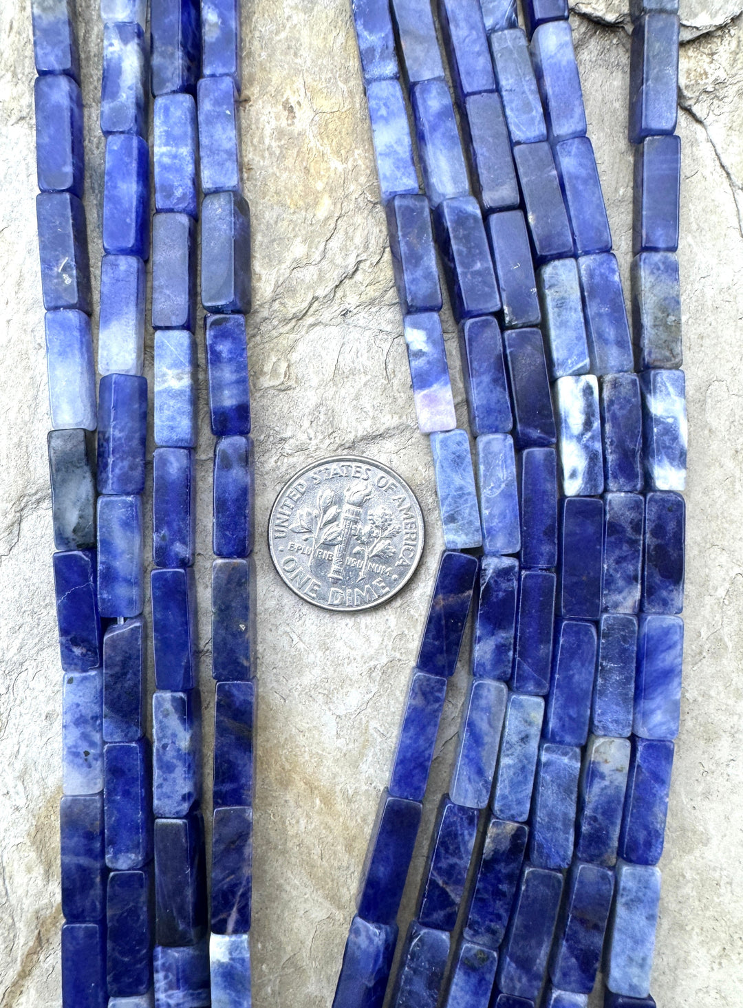 Sodalite 4x13mm Square Tube beads 15 inch Strand - Sodalite