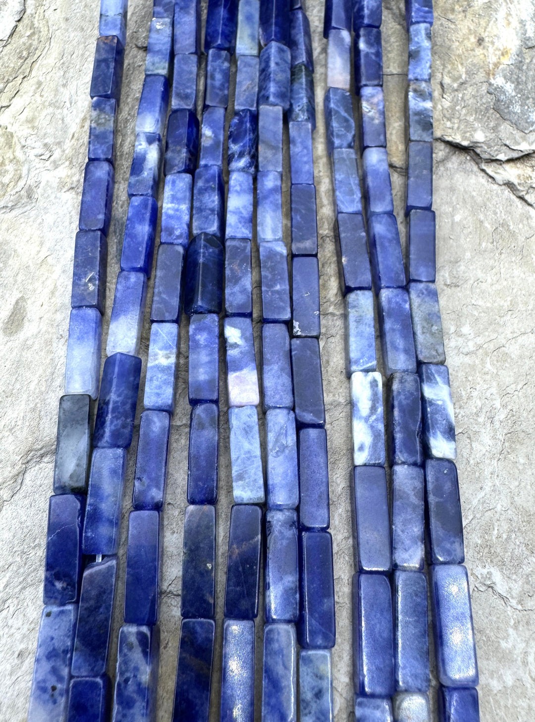 Sodalite 4x13mm Square Tube beads 15 inch Strand Sodalite