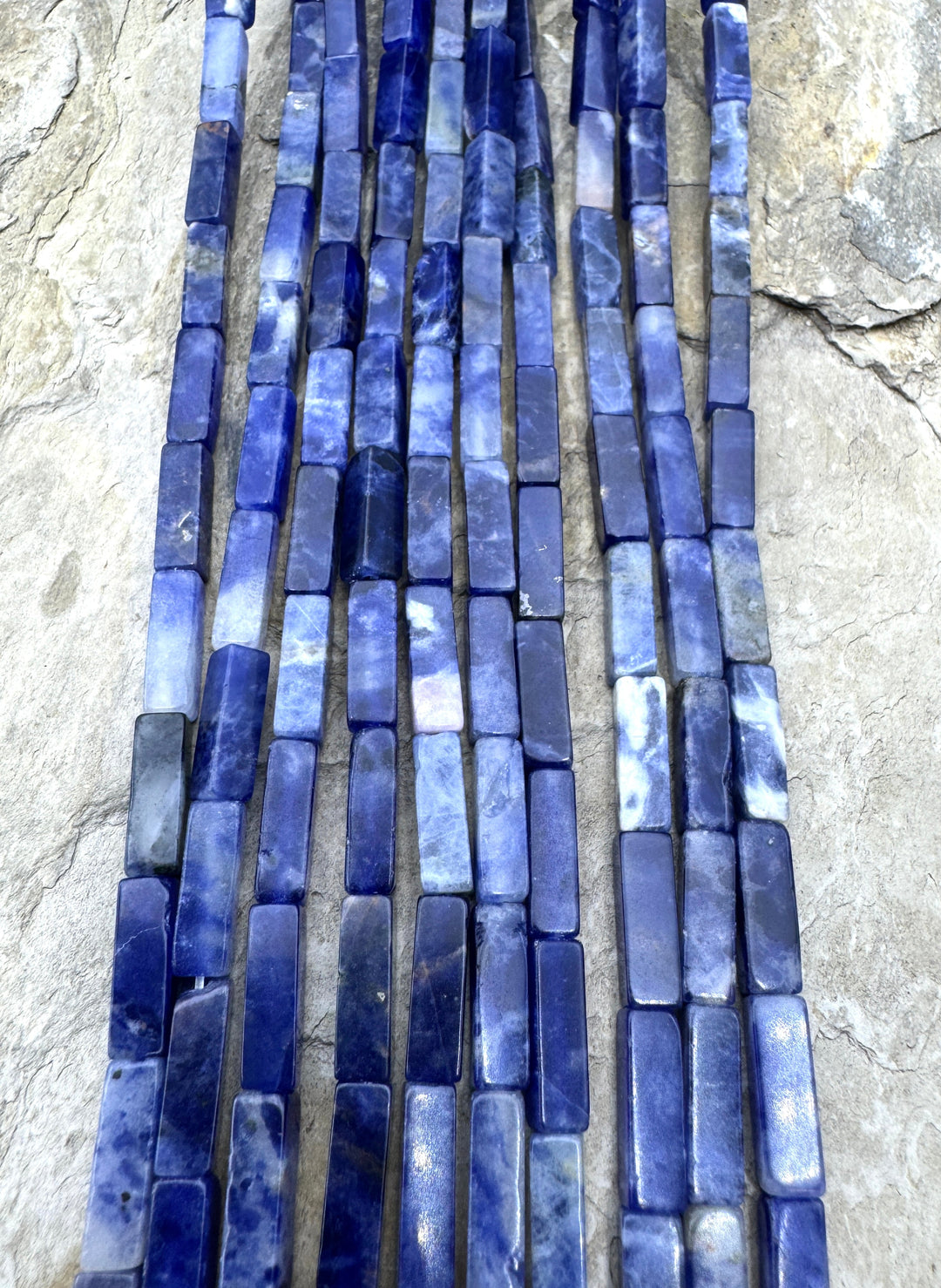 Sodalite 4x13mm Square Tube beads 15 inch Strand Sodalite