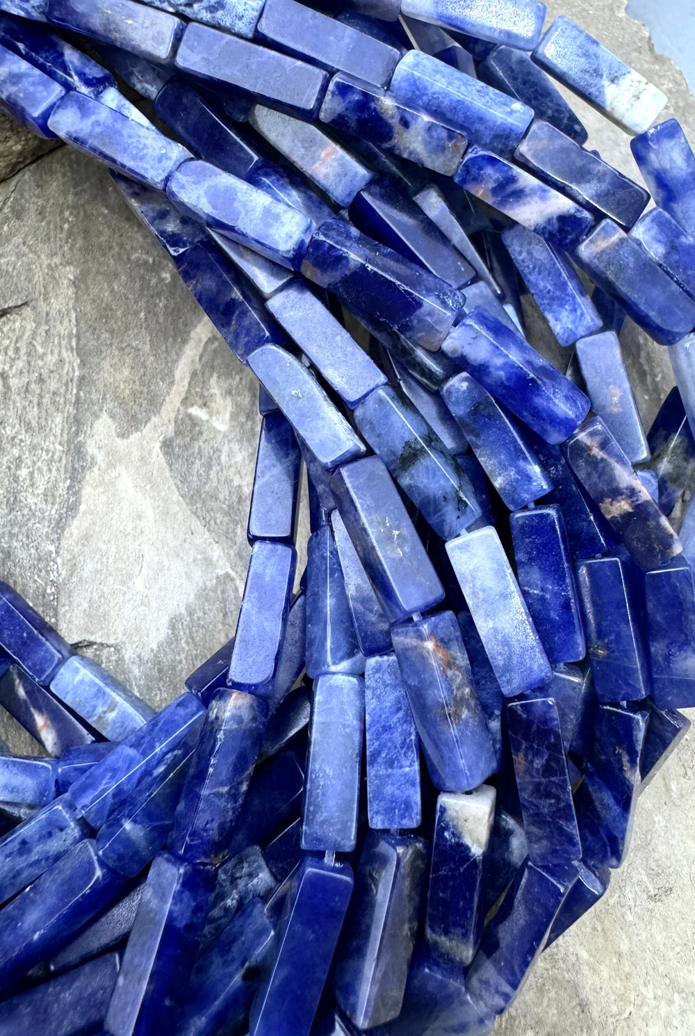 Sodalite 4x13mm Square Tube beads 15 inch Strand Sodalite