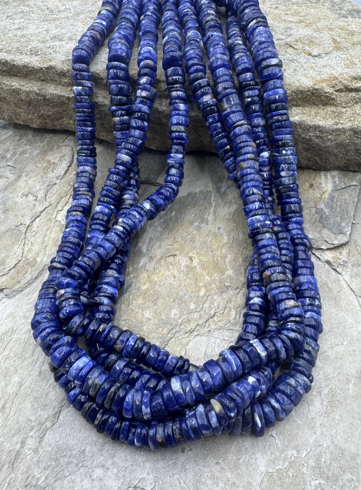 Sodalite 7mm Heishi beads 16 inch Strand - Sodalite