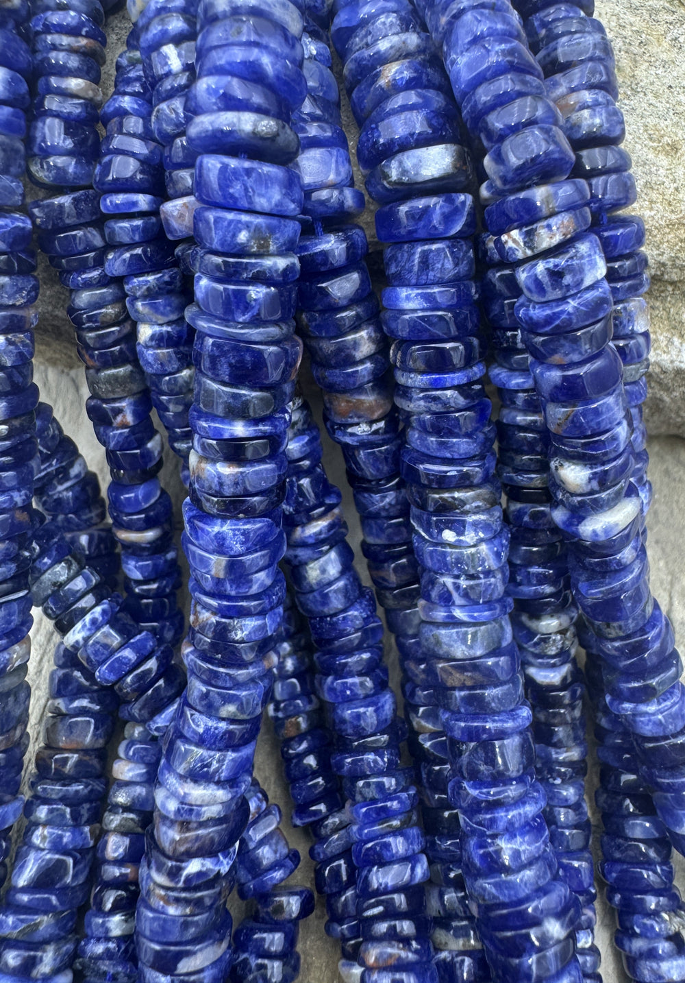 Sodalite 7mm Heishi beads 16 inch Strand - Sodalite