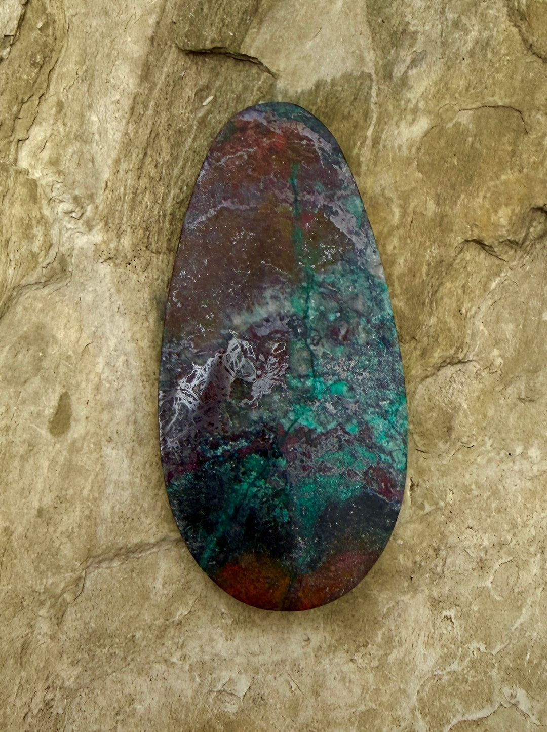 Sonora Sunrise Chrysocolla (Mexico) HUGE Cabochon 36x44mm
