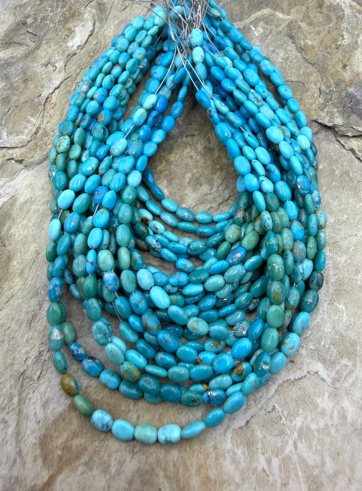 Sonoran Mountain Turquoise (Mex) 3X5mm Oval Bead Strand 8