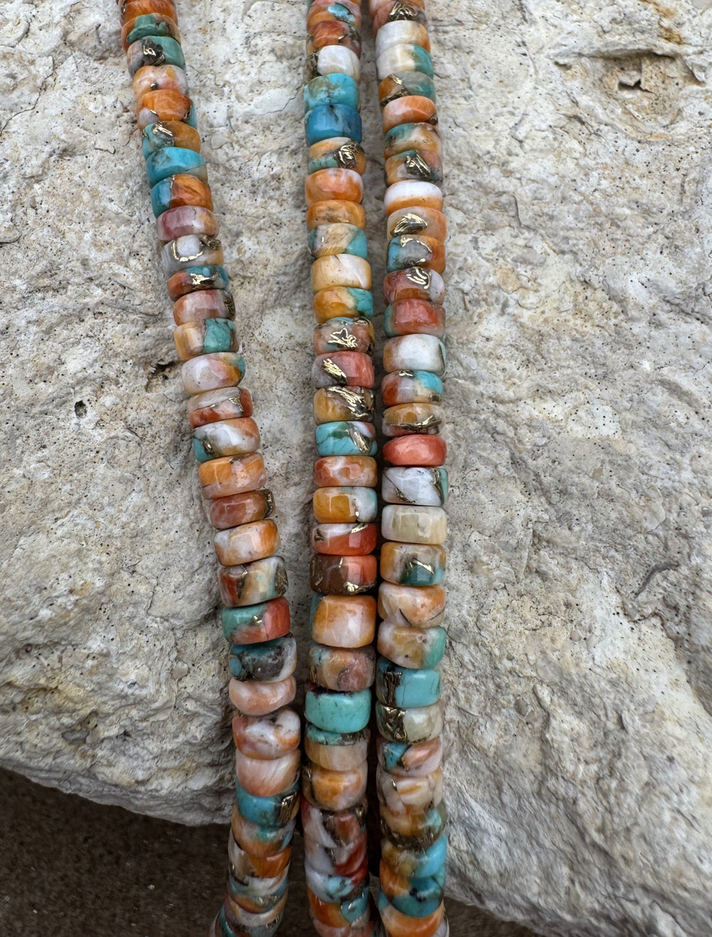Spiny Oyster Turquoise and Bronze 4mm Button Beads 8 inch