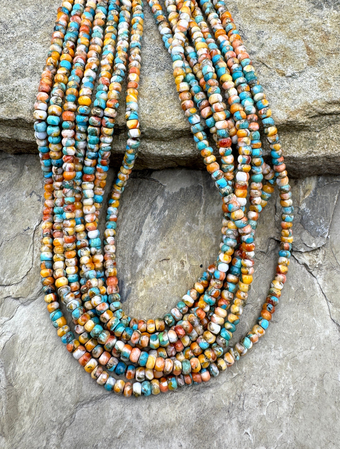 Spiny Oyster Turquoise and Bronze 4mm Rondelle Beads 16