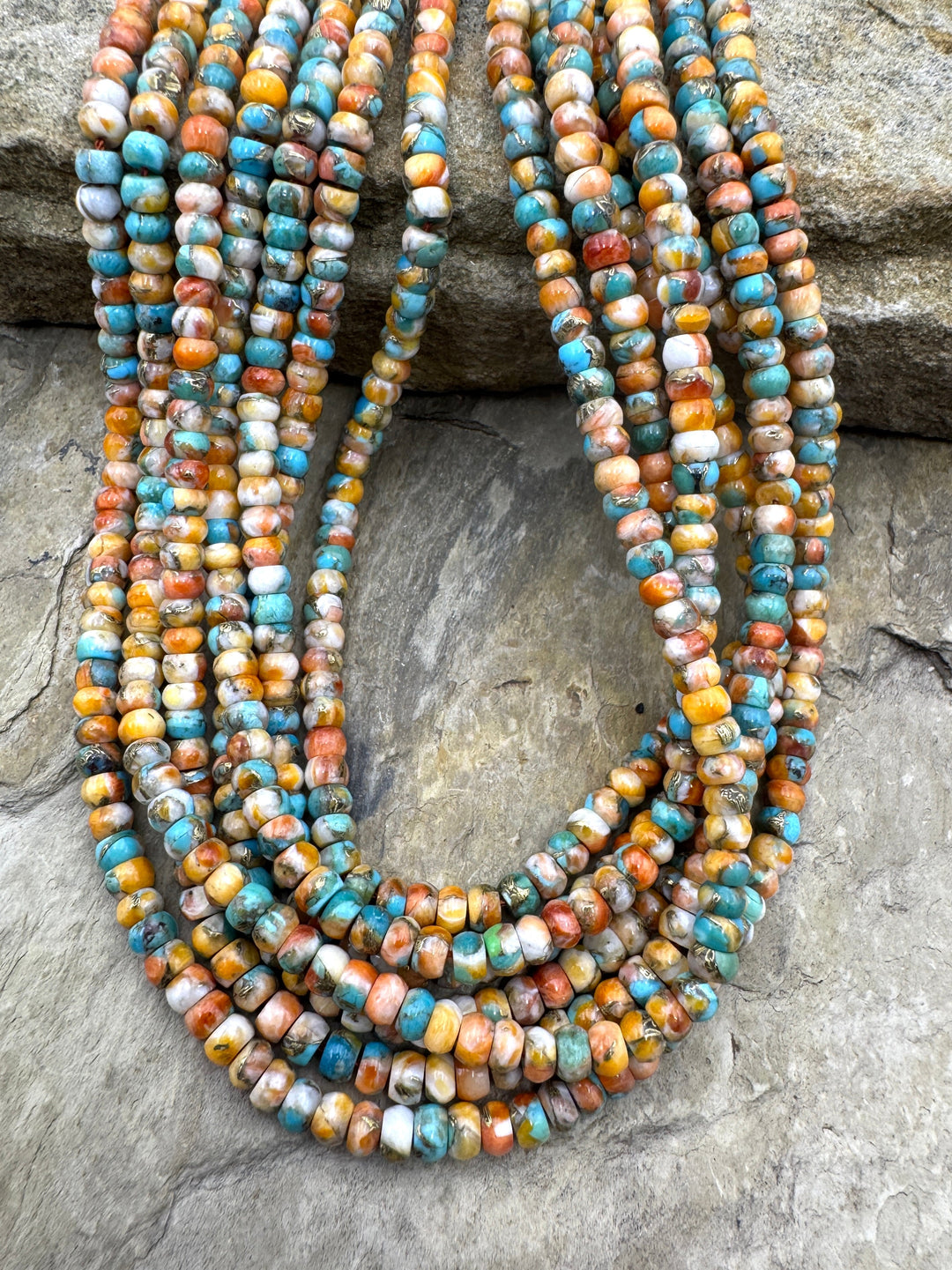 Spiny Oyster Turquoise and Bronze 4mm Rondelle Beads 16