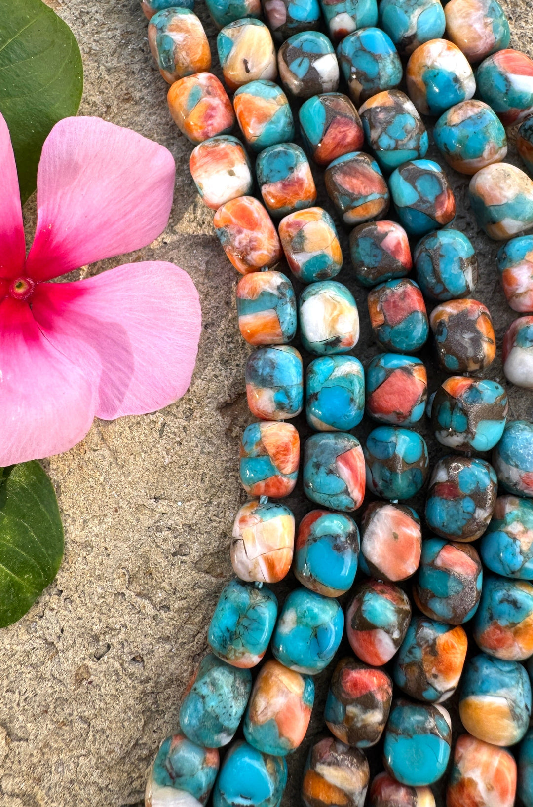 Spiny Oyster Turquoise and Bronze 6x8mmCube/Nugget Beads 8