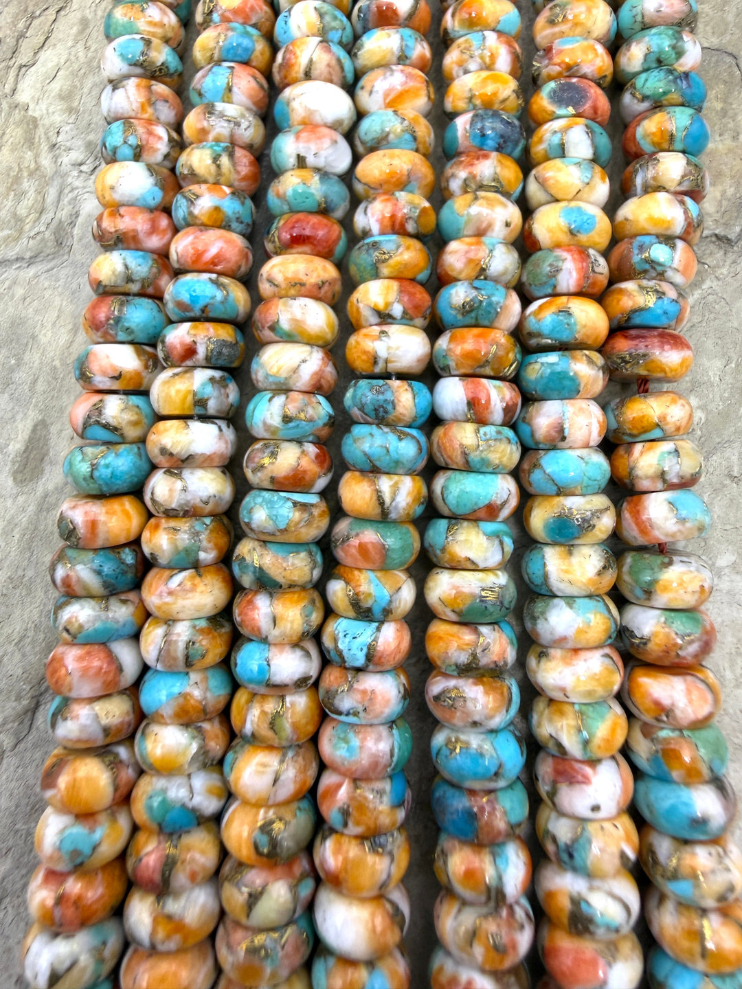 Spiny Oyster Turquoise and Bronze 8mm Rondelle Beads 8 inch