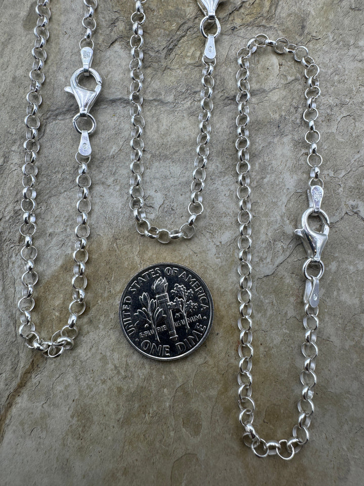 Sterliing Silver 7 Inch Chain Bracelet 3mm Round Links