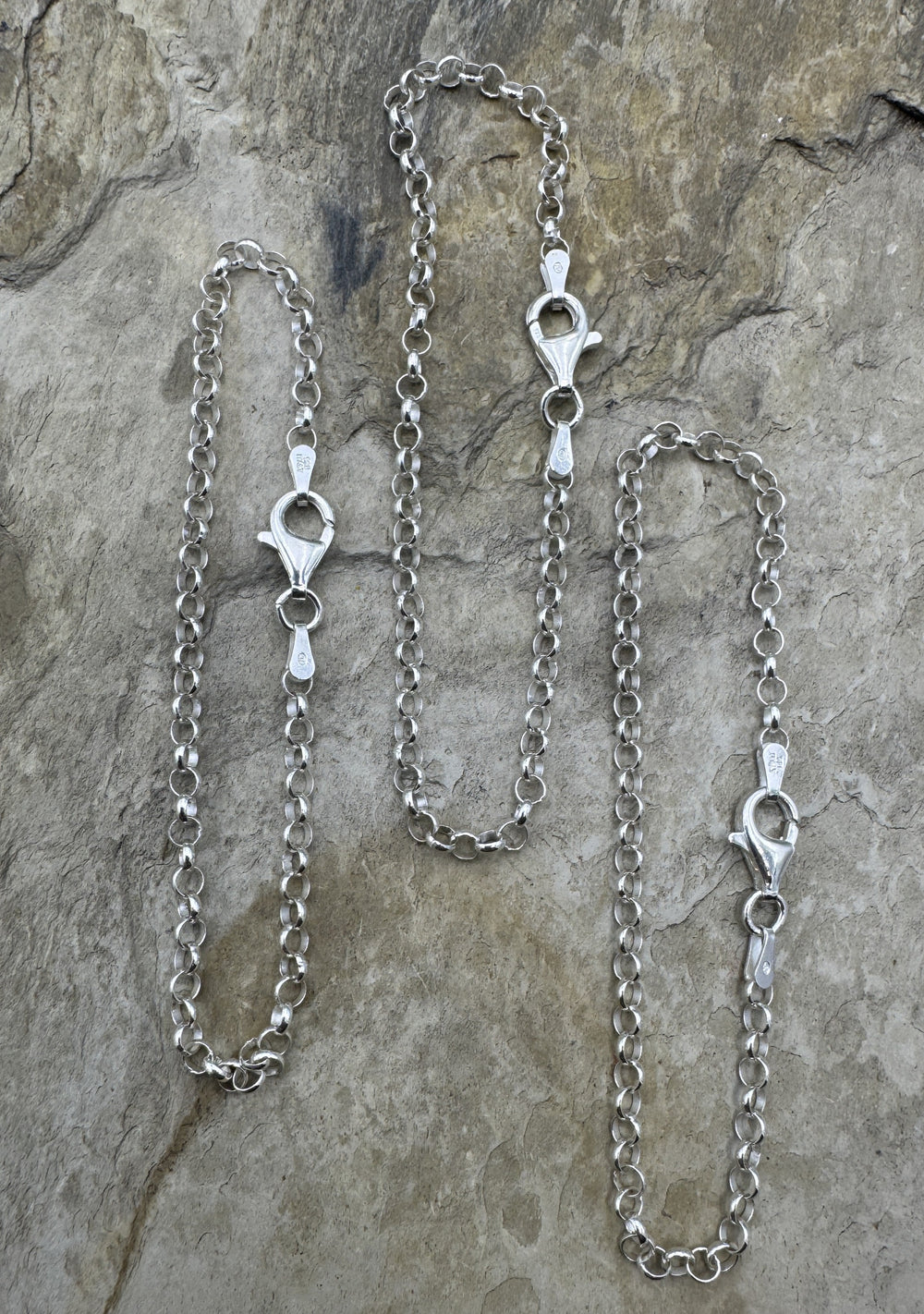 Sterliing Silver 7 Inch Chain Bracelet 3mm Round Links