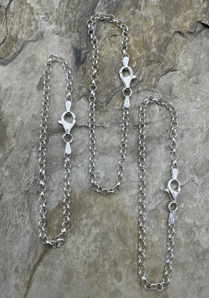 Sterliing Silver 7 Inch Chain Bracelet 3mm Round Links