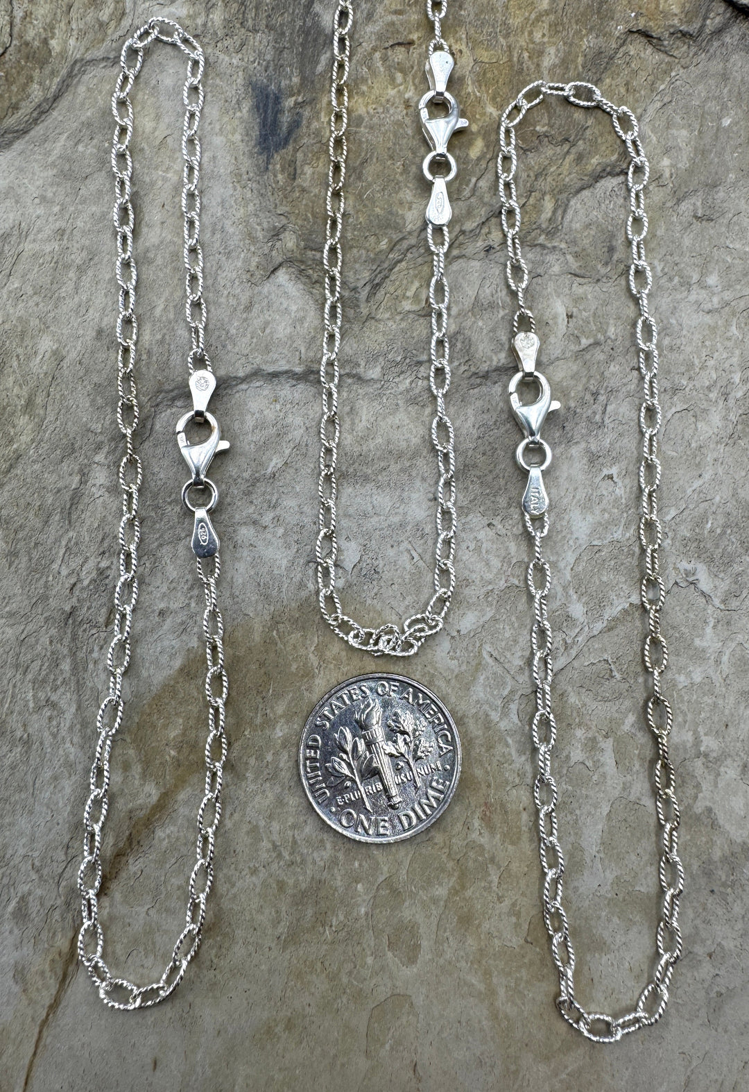 Sterliing Silver 9 Inch Chain Bracelet 2x4mm Oval Links