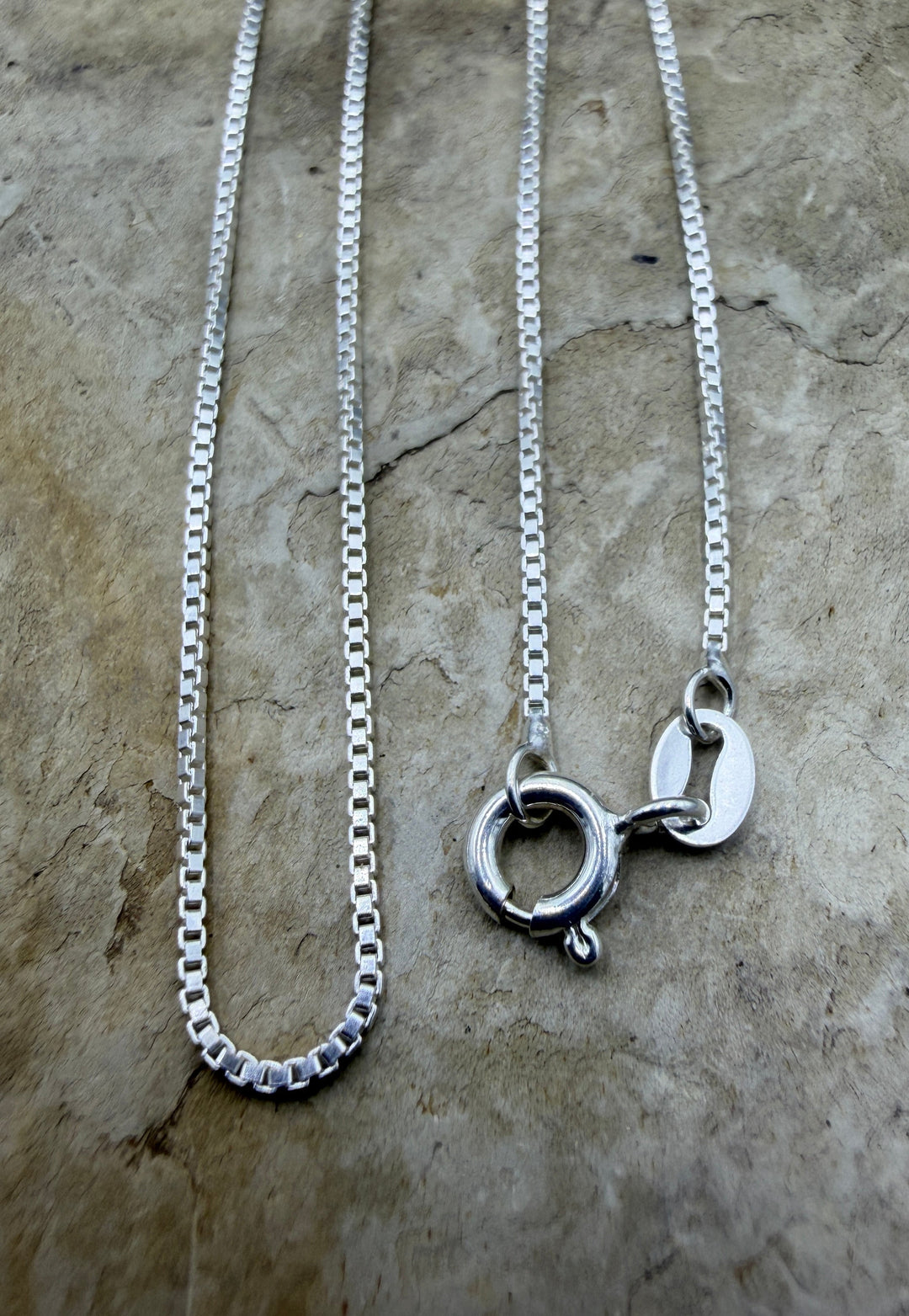 Sterling Silver 1mm 18 Inch Box Chain with Spring Ring Clap