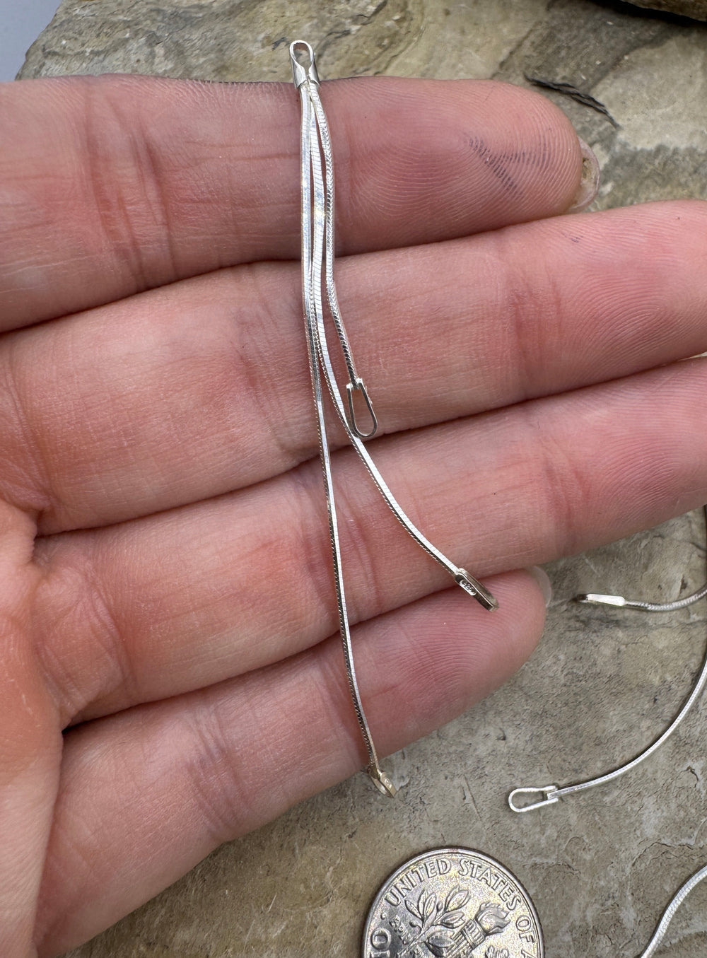 Sterling Silver 3 Strand Earring Component with Closed