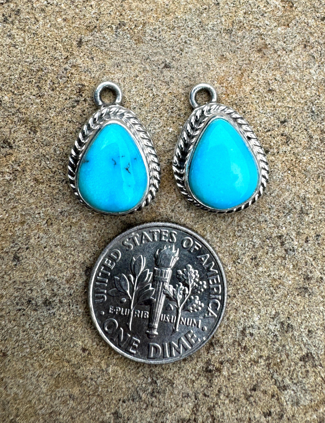 Sterling Silver and Turquoise Charm/Earring Pair 12x18mm