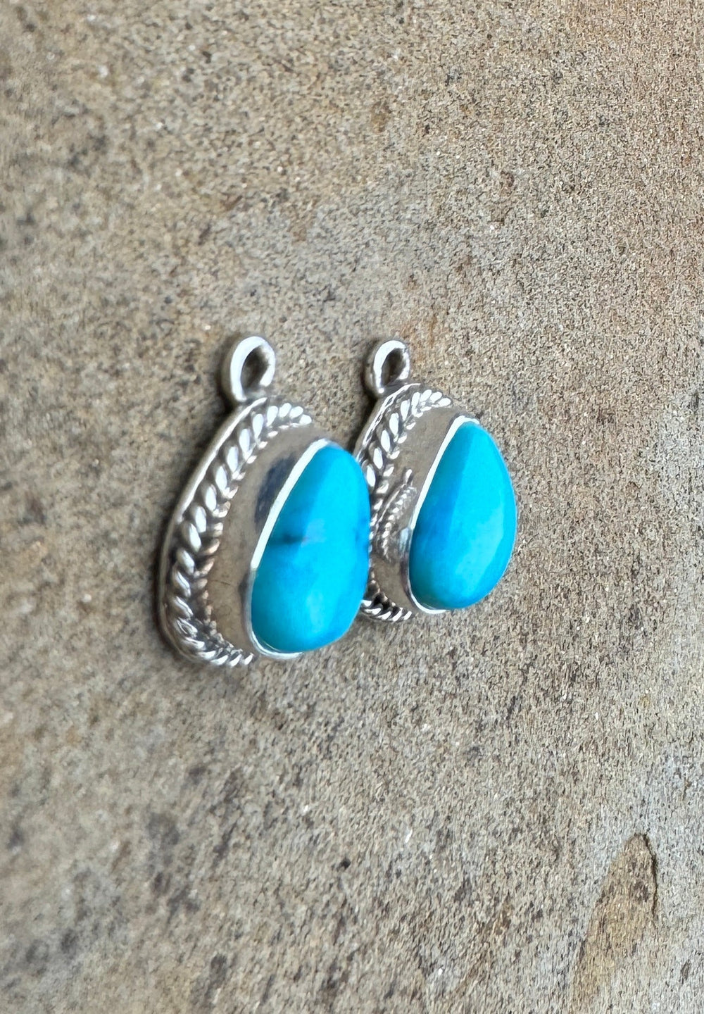 Sterling Silver and Turquoise Charm/Earring Pair 12x18mm