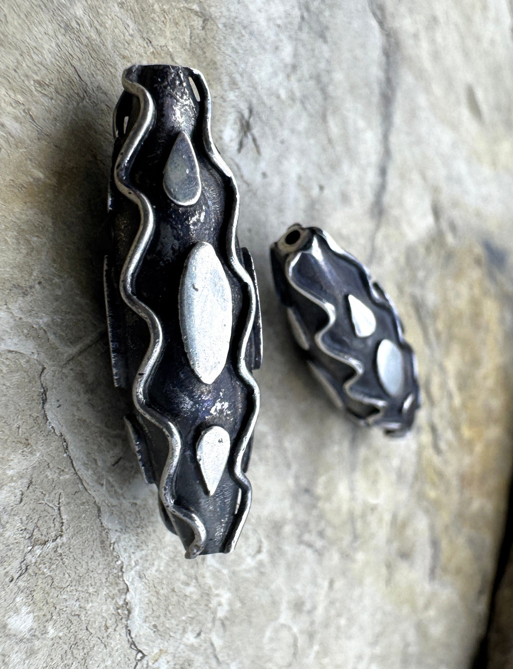 Sterling Silver BIG Oxidized Beads 10x30mm Oval Beads Sold