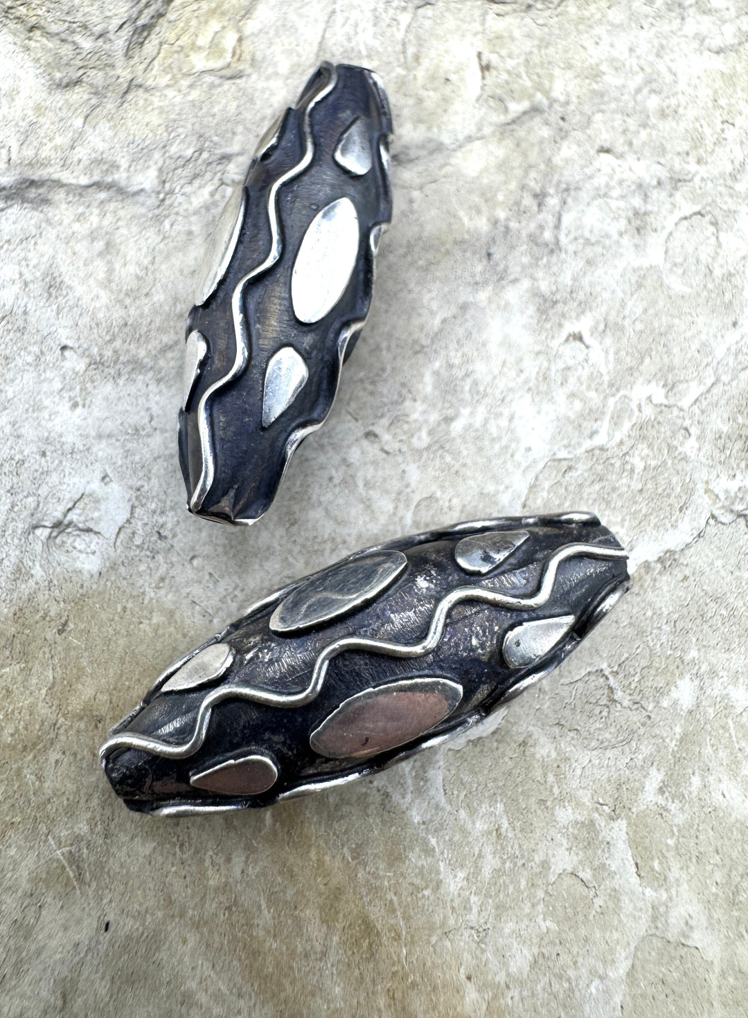 Sterling Silver BIG Oxidized Beads 10x30mm Oval Beads Sold