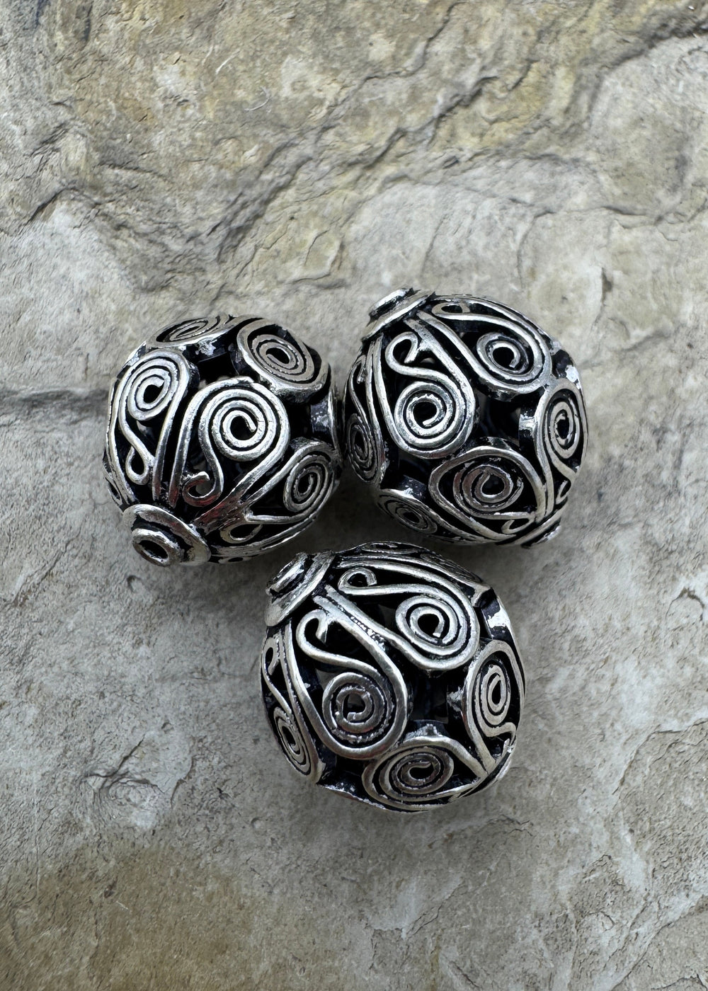 Sterling Silver BIG Oxidized Beads 13x16mm Package Of 3