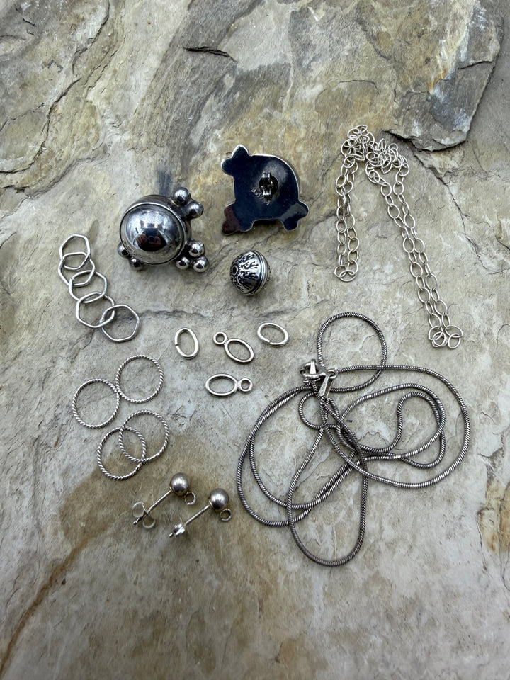 Sterling Silver Scrap LOT with usable components Scrap