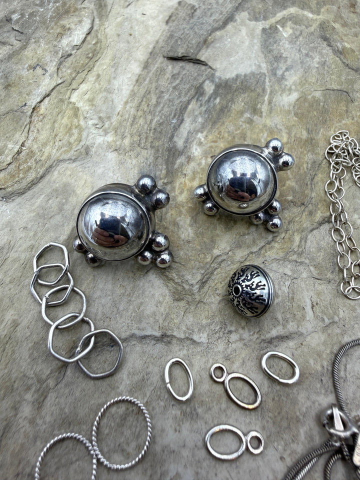 Sterling Silver Scrap LOT with usable components Scrap